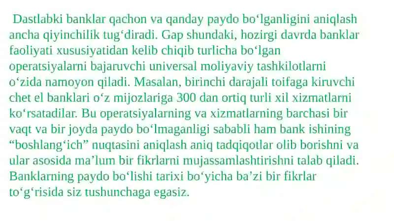 O'zbekiston respublikasi bank tizimining rivojlanish bosqichlari va tarkibi 2