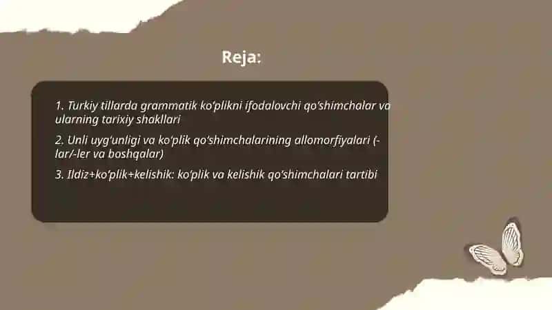 Grammatik koʻplik tushunchasining ifodalanishi.Turkiy tillarda kelishiklar tizimi 2