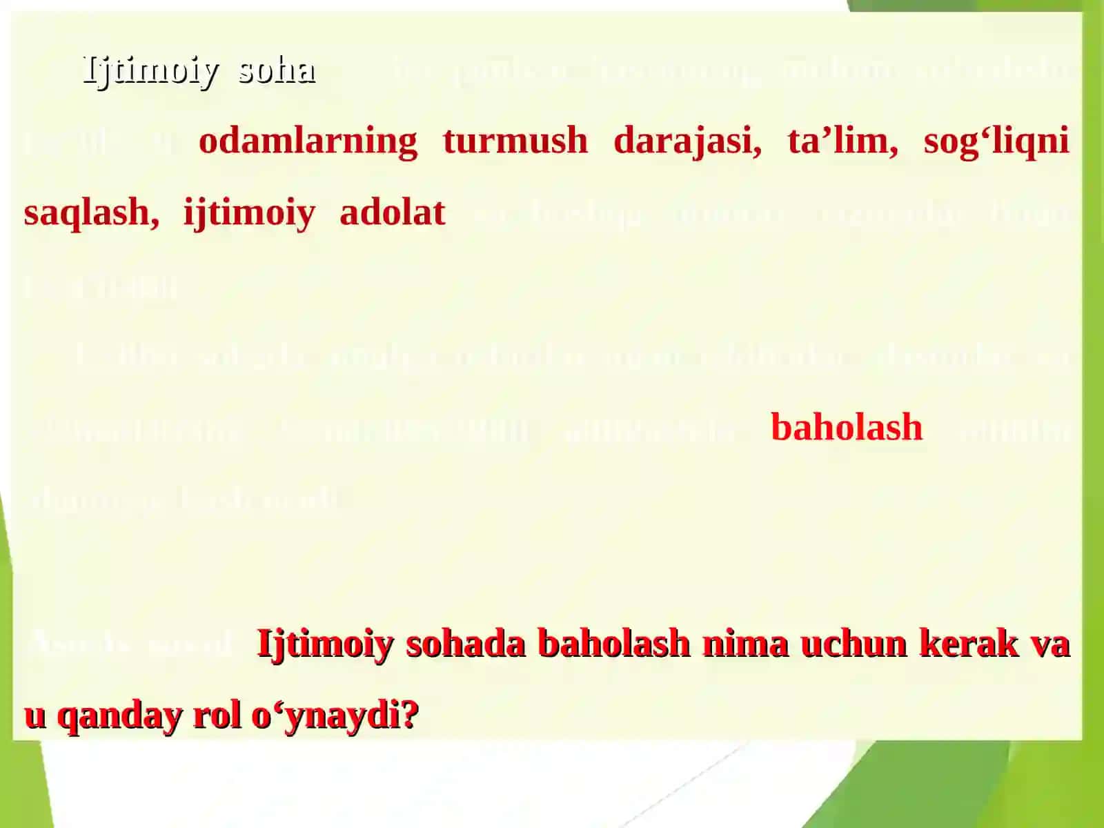 Ijtimoiy Sohadagi Baholar va Subsidiyalar 2