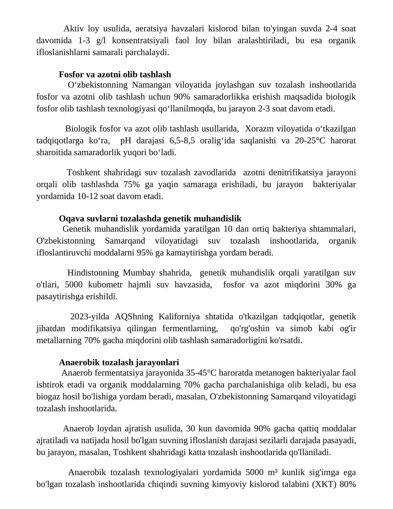 Oqava suvlarini tozalash biotexnologiyasi 2