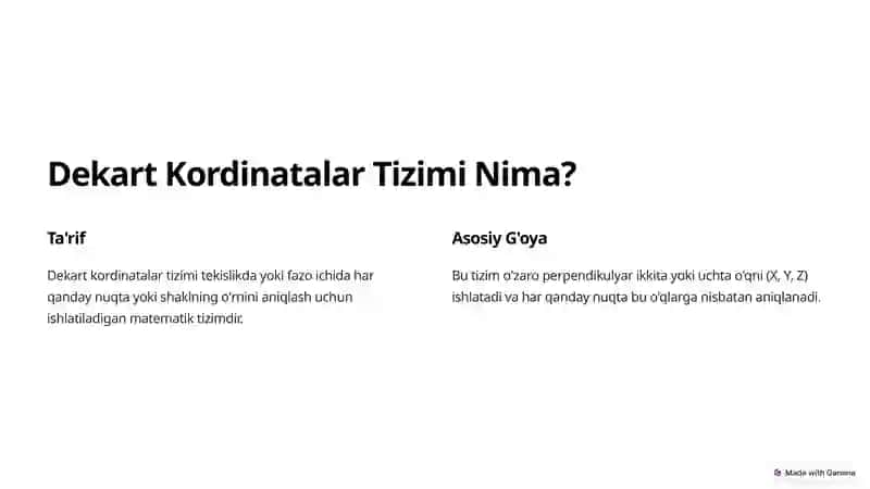 Dekart Kordinatalar Tizimi 2