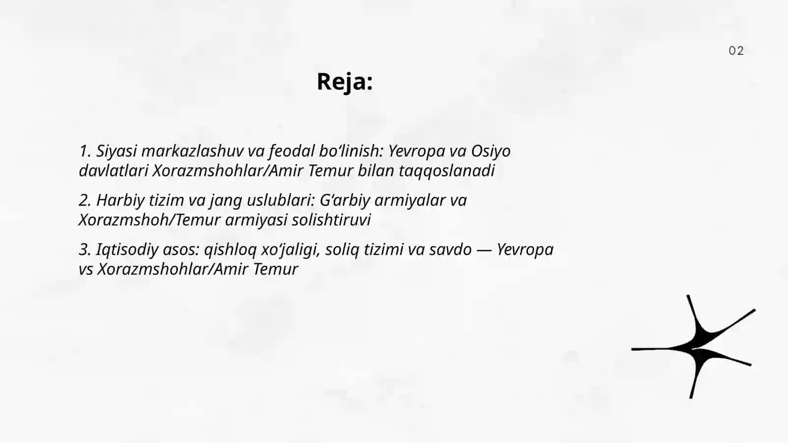 "Rivojlangan o‘rta asrlar davlatlari taraqqiyoti va tanazzuli sabablari" 2