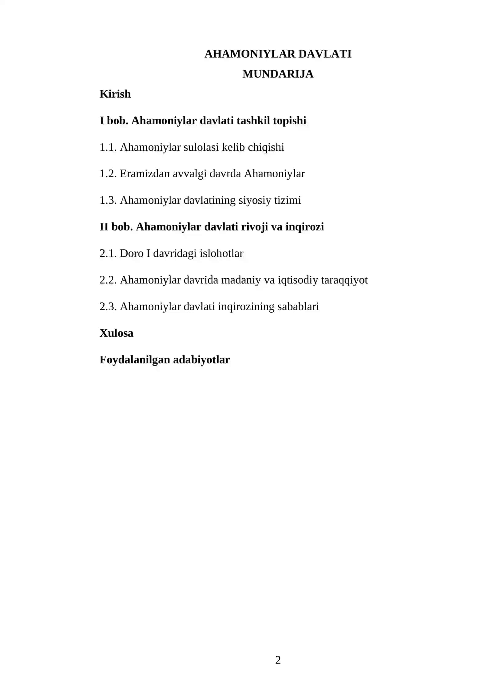 Ahamoniylar davlati kurs ishi 2