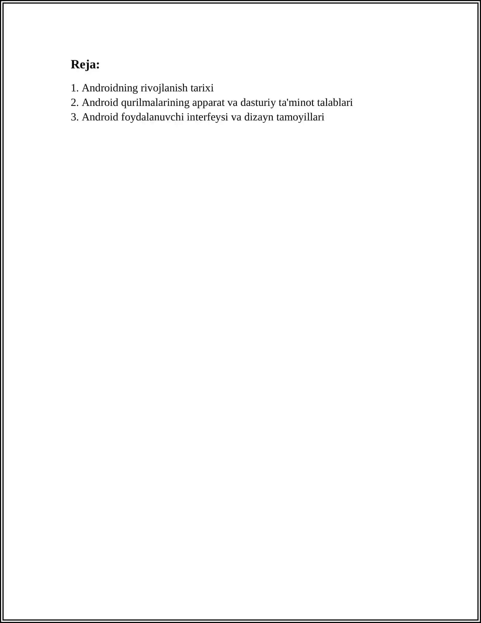 ANDROID MOBIL OPERATSION TIZIMI 2