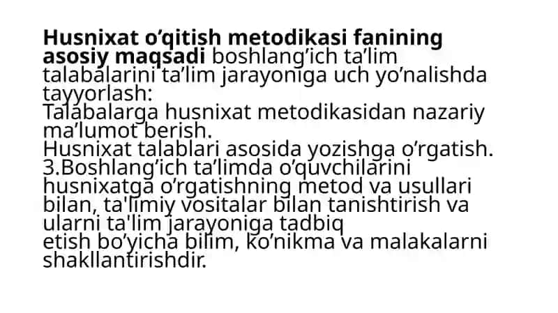 Husnixat va Unio’qitish Metodikasi 2
