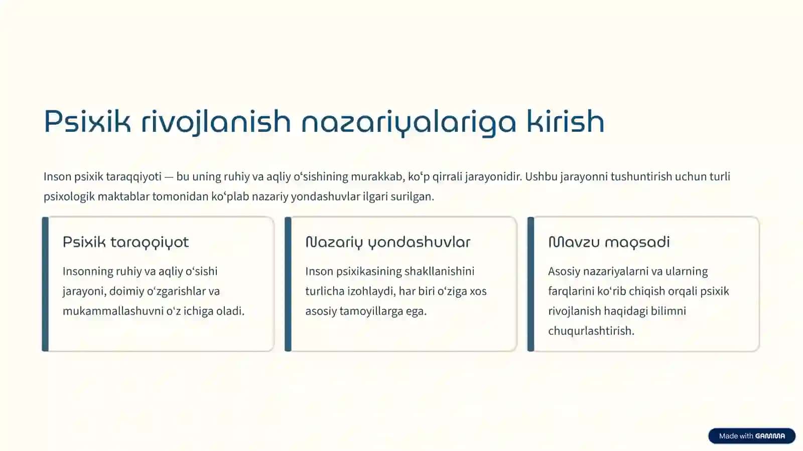 Inson psixik taraqqiyotini tushuntirishga asosiy nazariy yondashuvlar 2