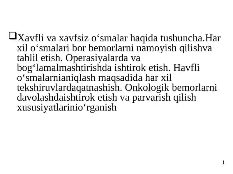 Xavfli va xavfsiz o‘smalar haqida tushuncha 2