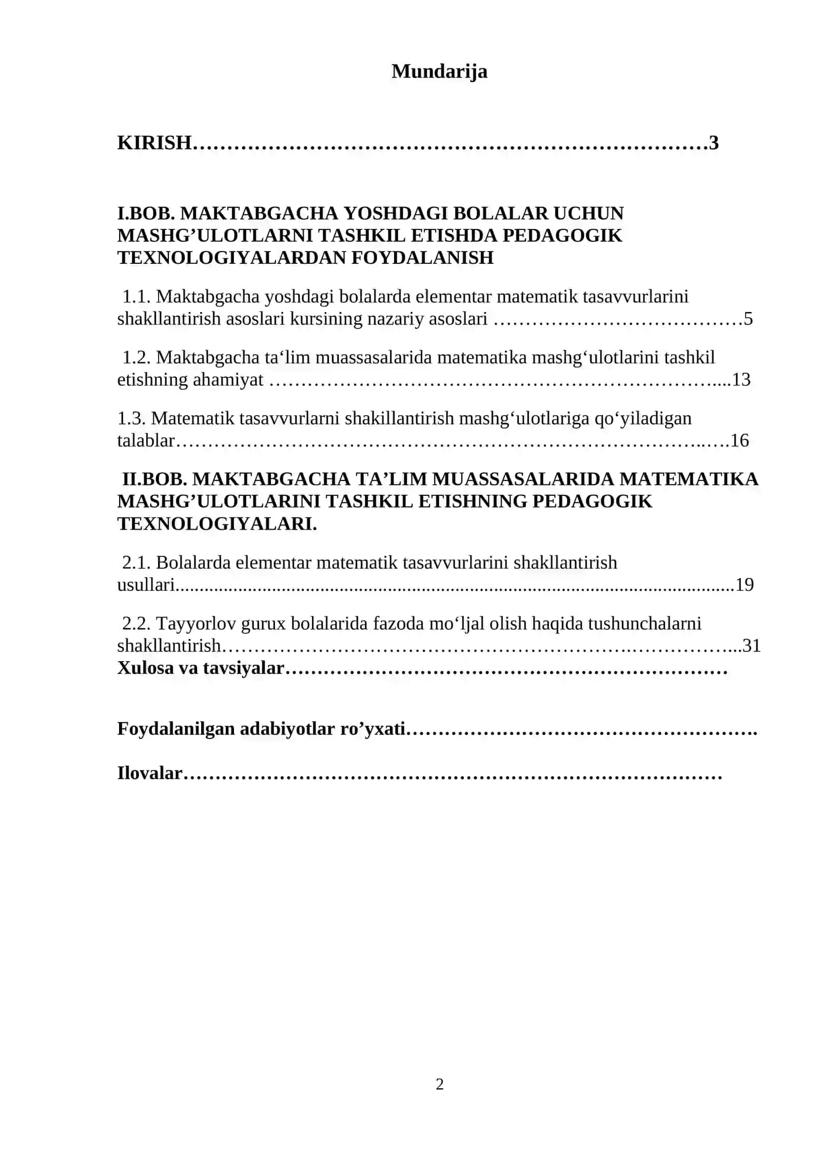 Maktabgacha ta’lim pedagogikasi va psixologiyasi yo’nalishi 2- kurs 2201-guruh talabasi 2