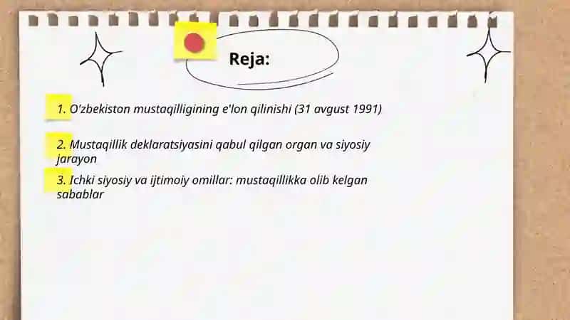 O'zbekiston mustaqilligining e'lon qilinishi va xalqaro maydonda tan olinishi 2