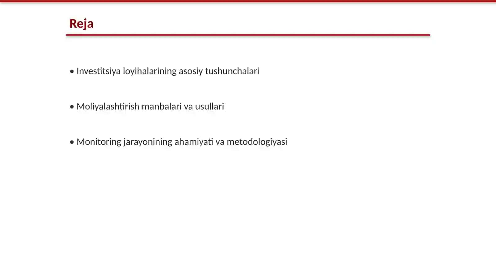 Investitsiyalarni loyihalarini amalga oshirish va moliyalashtirish jarayonlari monitoringi 2