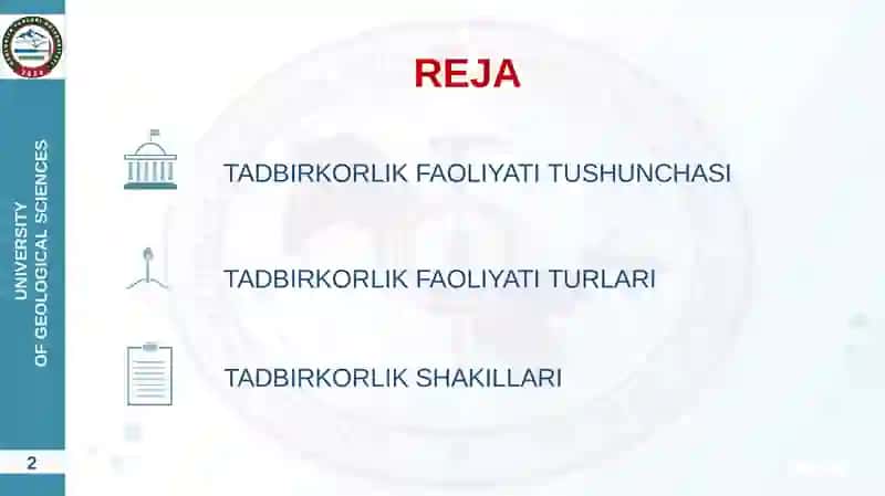 Tadbirkorlik Faoliyati Turlari 2