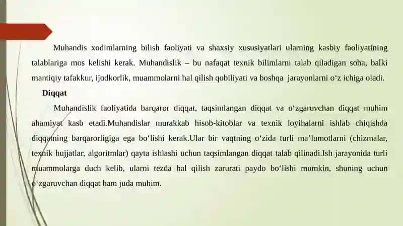 Muhandis xodimlar shaxsining bilish faoliyatining psixologik tavsifi 2