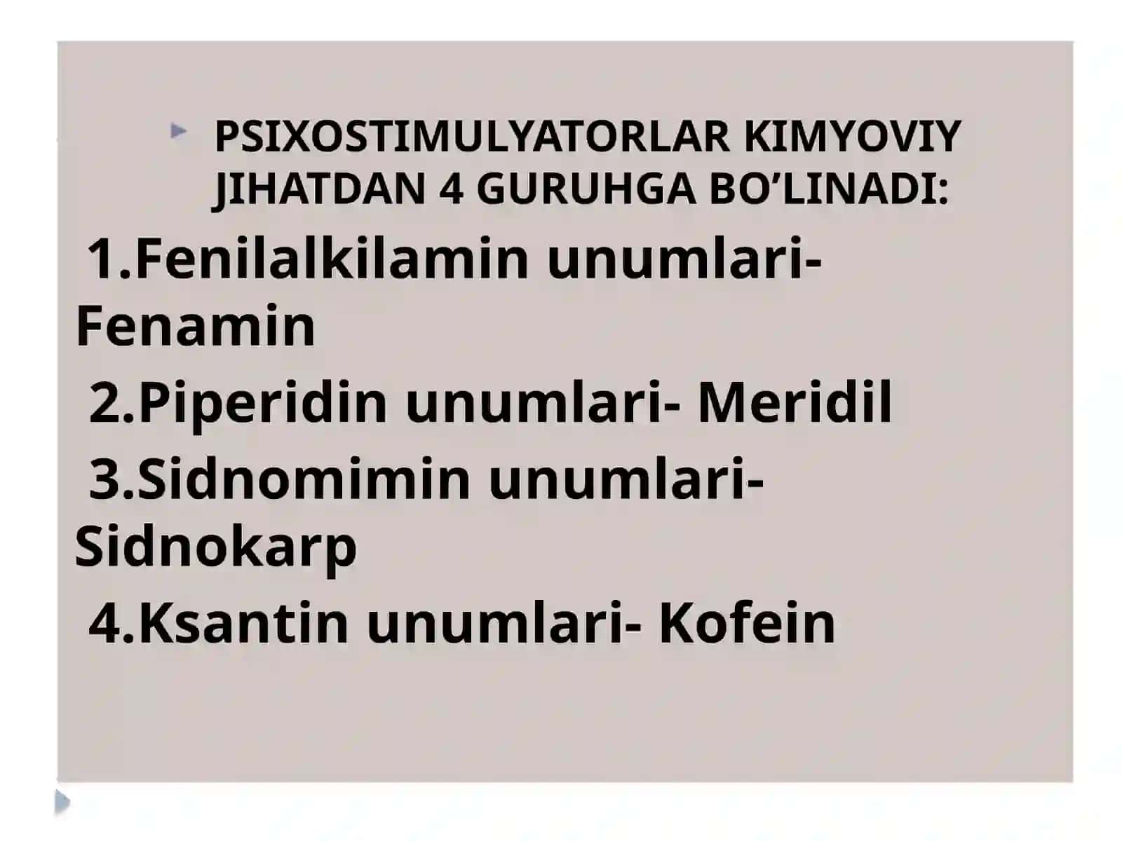 PSIXOSTIMULYATORLAR, DEPRESSIYAGA QARSHI VOSITALAR, NOOTROP VOSITALAR 2