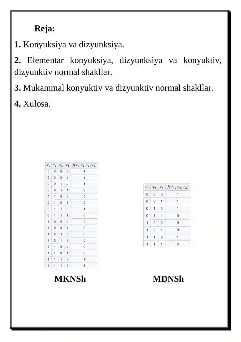 Mukammal konyuktiv va mukammal dizyunktiv normal shakllar 2