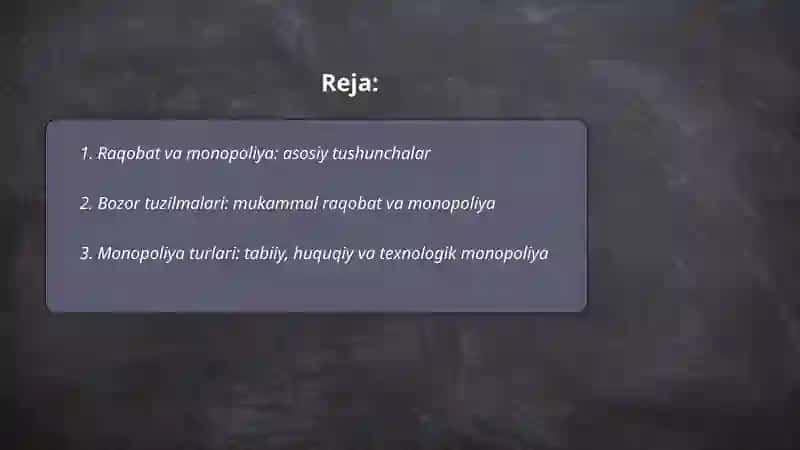 Raqobat va monopoliya 2