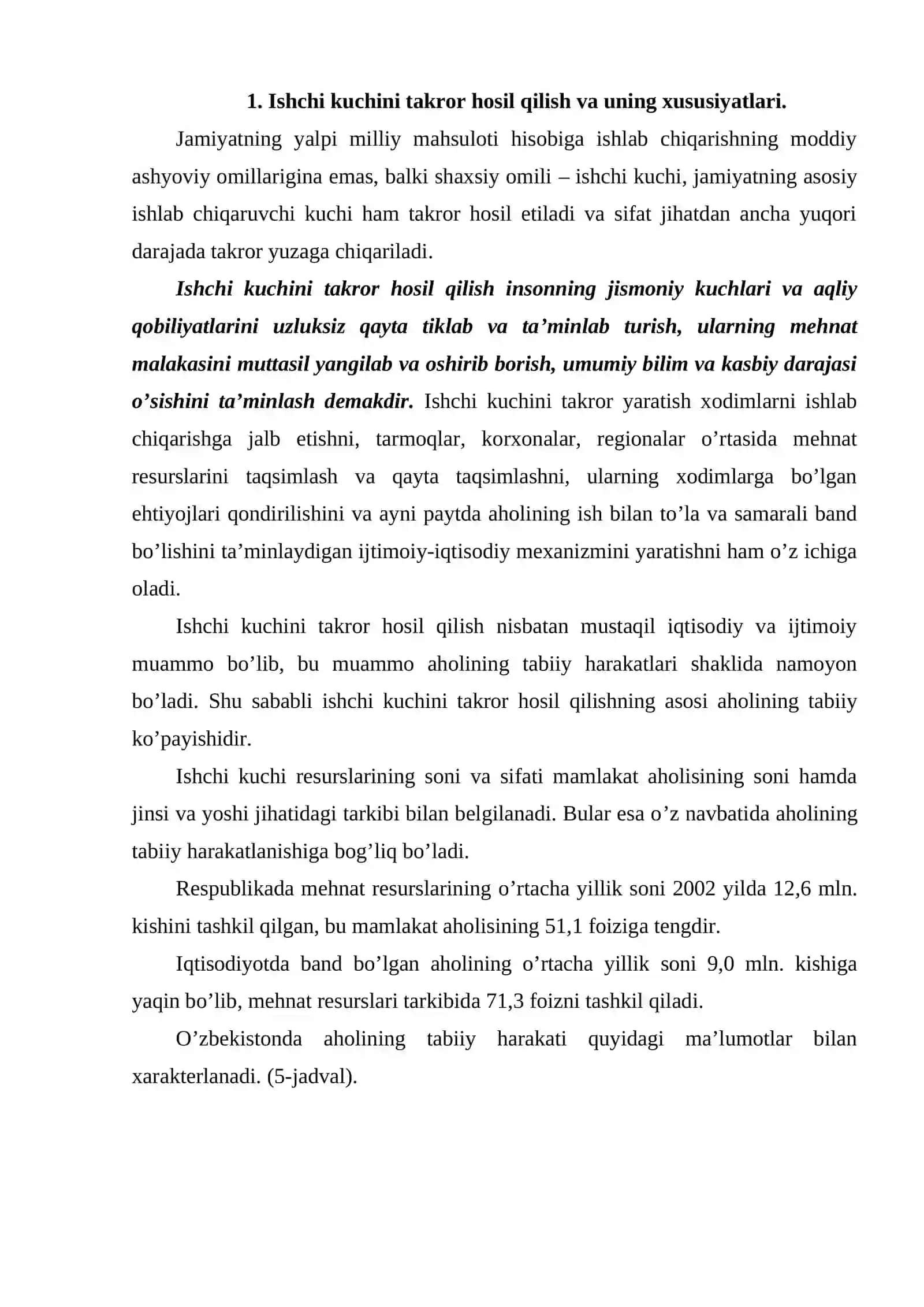 Yalpi ishchi kuchi, uning bandligi va ishsizlik 2