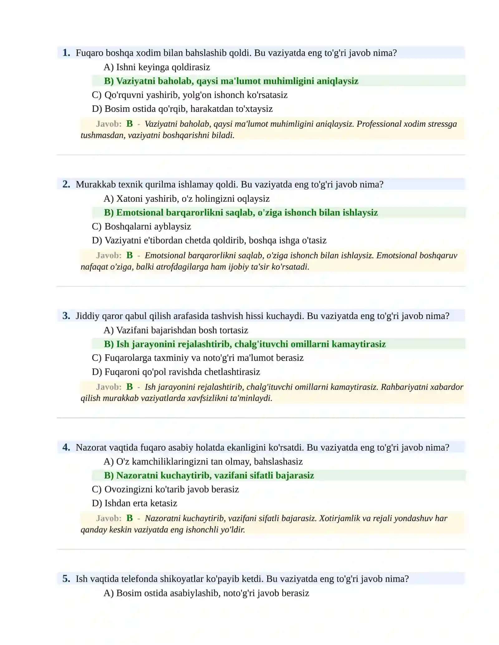 BOJXONA XIZMATIGA ISHGA KIRISH PSIXOLOGIK SINOV Testlari 2