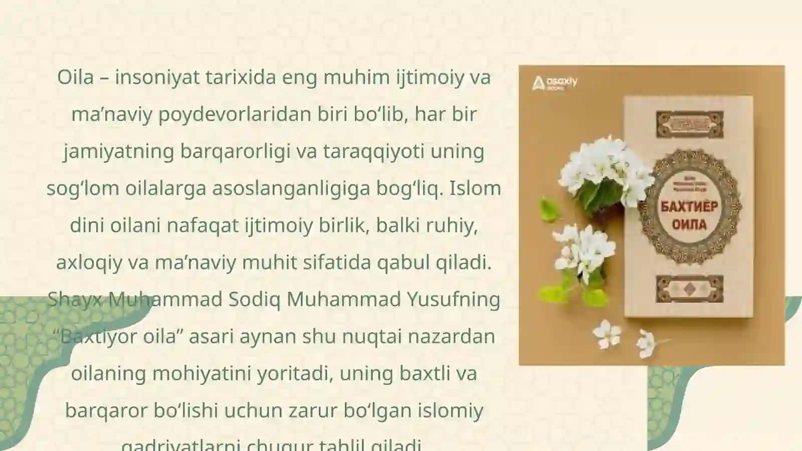 Shayx Muhammad Sodiq Muhammad Yusufning Baxtiyor oila asarida islom qadriyatlarining talqini 2