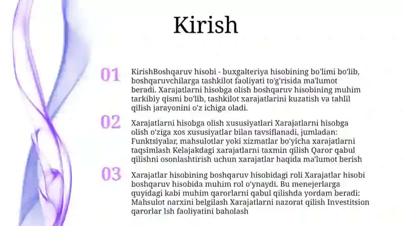 Boshqaruv Hisobini Tashkil Etishda Xarajatlar Hisobining Xususiyatlari 2