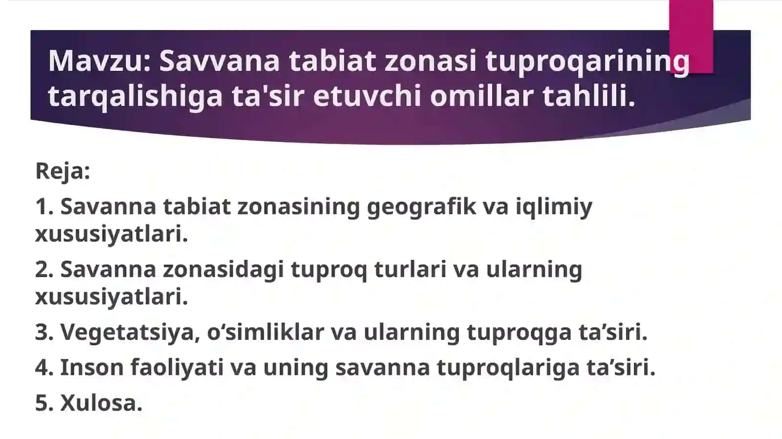 Savanna tabiat zonasi tarqalishi 2
