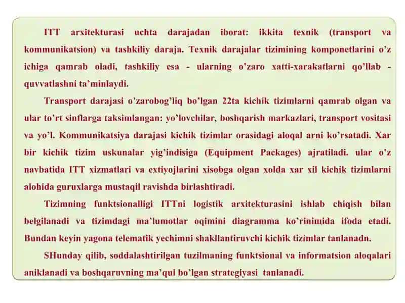 TRANSPORT OQIMLARINI BOSHQARISH ZAMONAVIY TIZIMLARINING AVZALLIKLARI 2