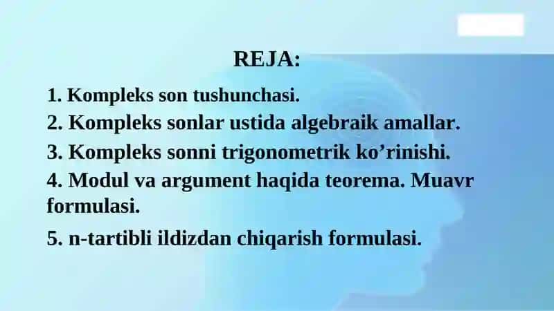 Kompleks sonning algebraik, trigonometrik va ko‘rsatkichli shakli 2
