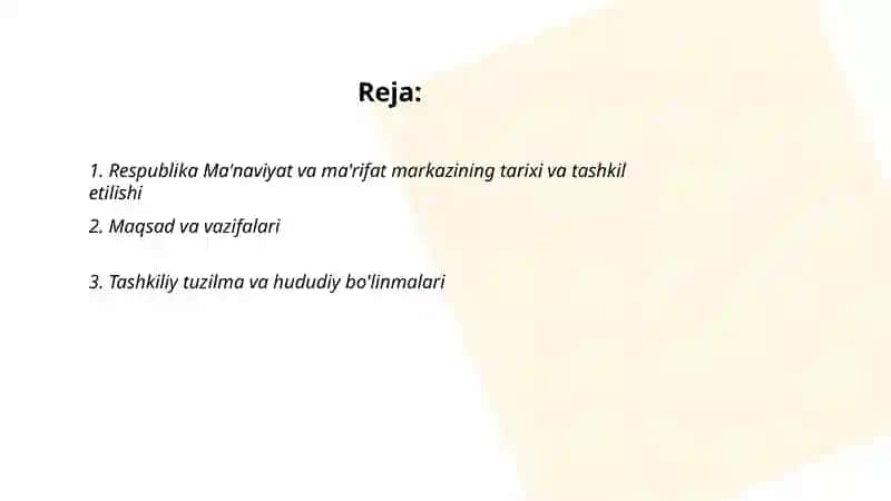 Respublikada Ma'naviyat va ma'rifat markazi 2