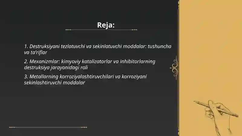Destruksiyani tezlatuvchi va sekinlatuvchi moddalar 2