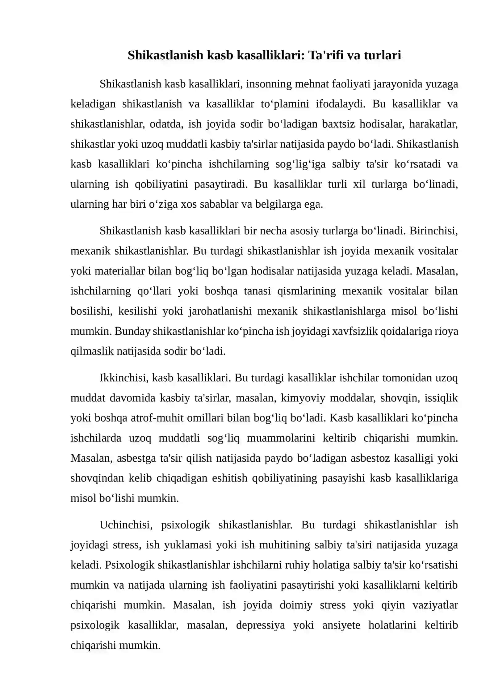 Shikastlanish kasb kasalliklari baxtsiz xodisalarni tekshirish hisobga olish xodisa sabablarini tekshirish turlari 2