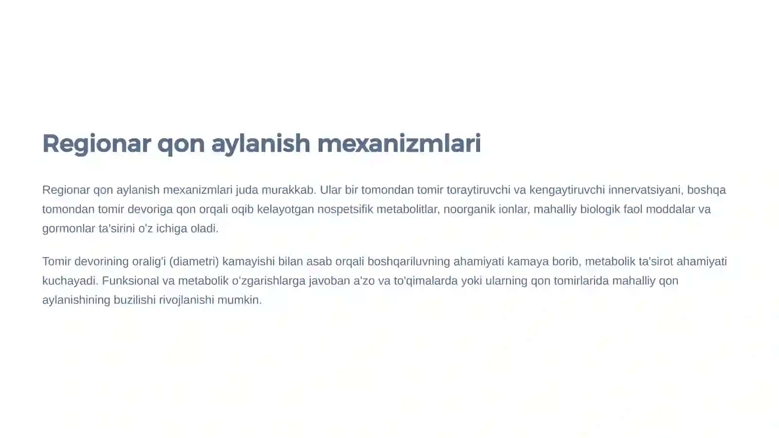 QON AYLANISHINING MAHALLIY BUZILISHLARI 2