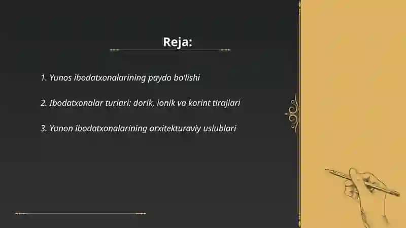 Yunon ibodatxonalarining tiplari, ularning tuzilishining qiyosiy taxlili 2