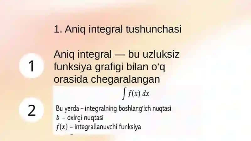 Aniq integralda o'zgaruvchini almashtirish 2