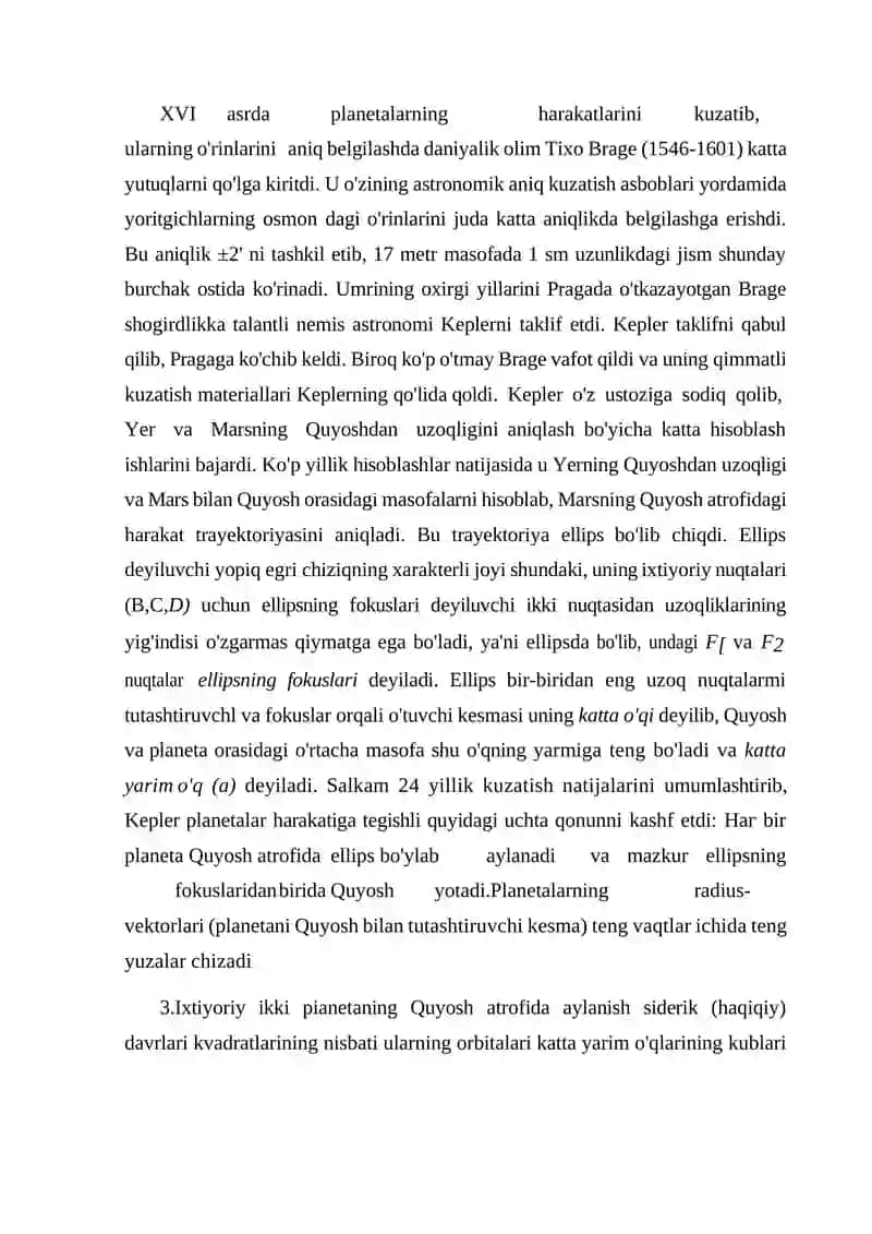 Kepler qonunlari 2