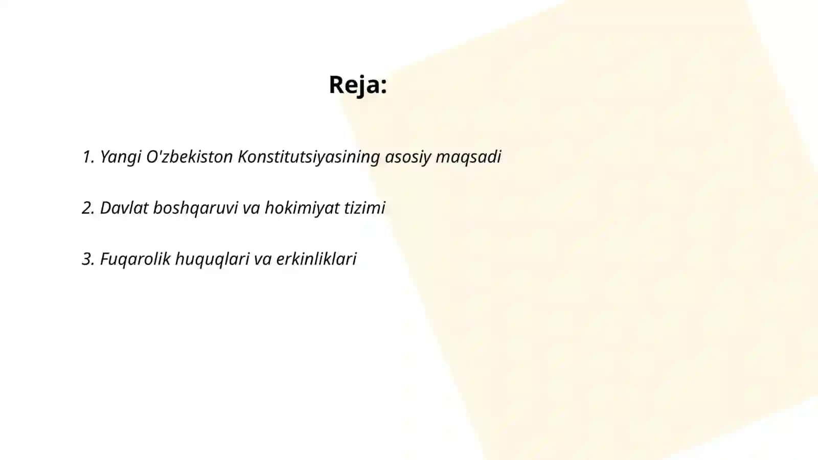 Yangi O'zbekiston Konstitutsiyasining umumiy tavsifi va asosiy prinsiplari 2