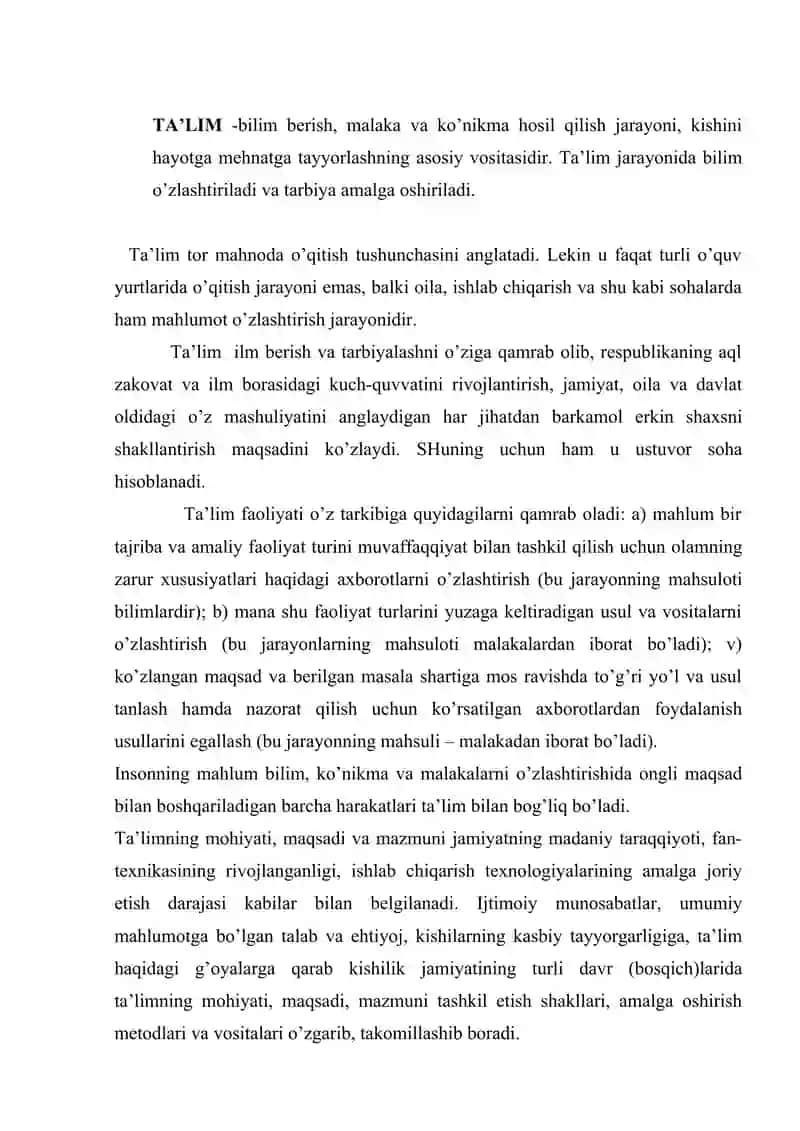 Ta'limga bo'lgan extiyojlar 2