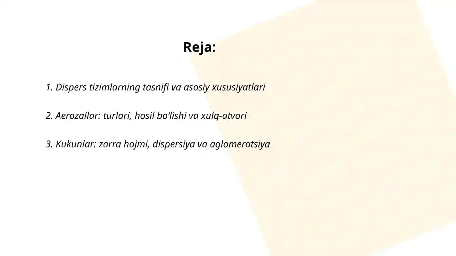Dispers tizimlarning turli sinflari 2