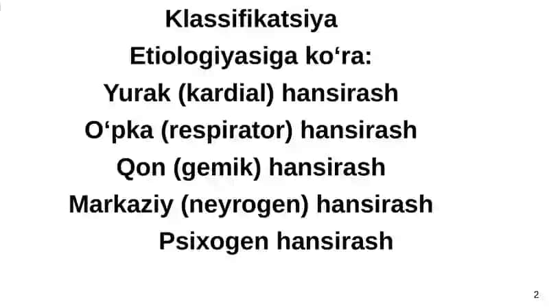 Hansirash klassifikatsiyasi  va etiologiyasi 2