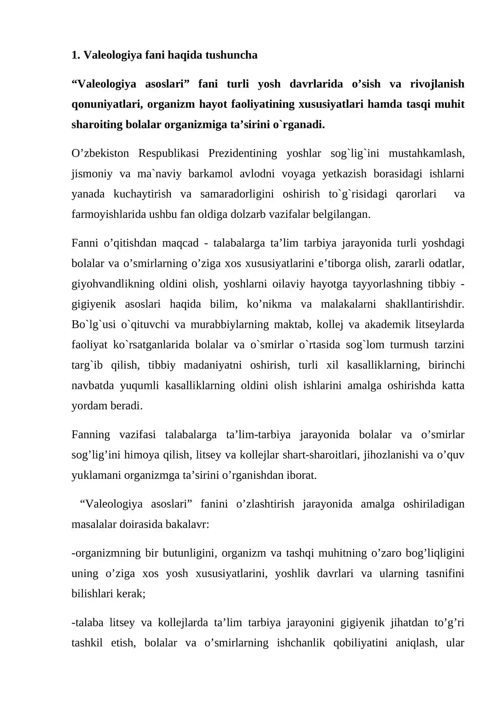 Valeologiya asoslari fani haqida tushuncha 2