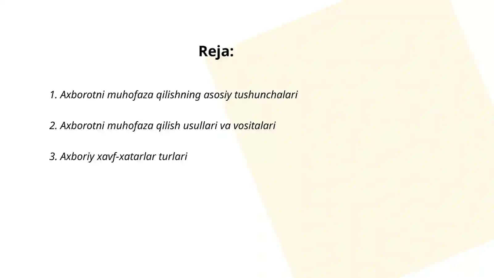 Axborotni muhofaza qilishning asosiy tushunchalari 2