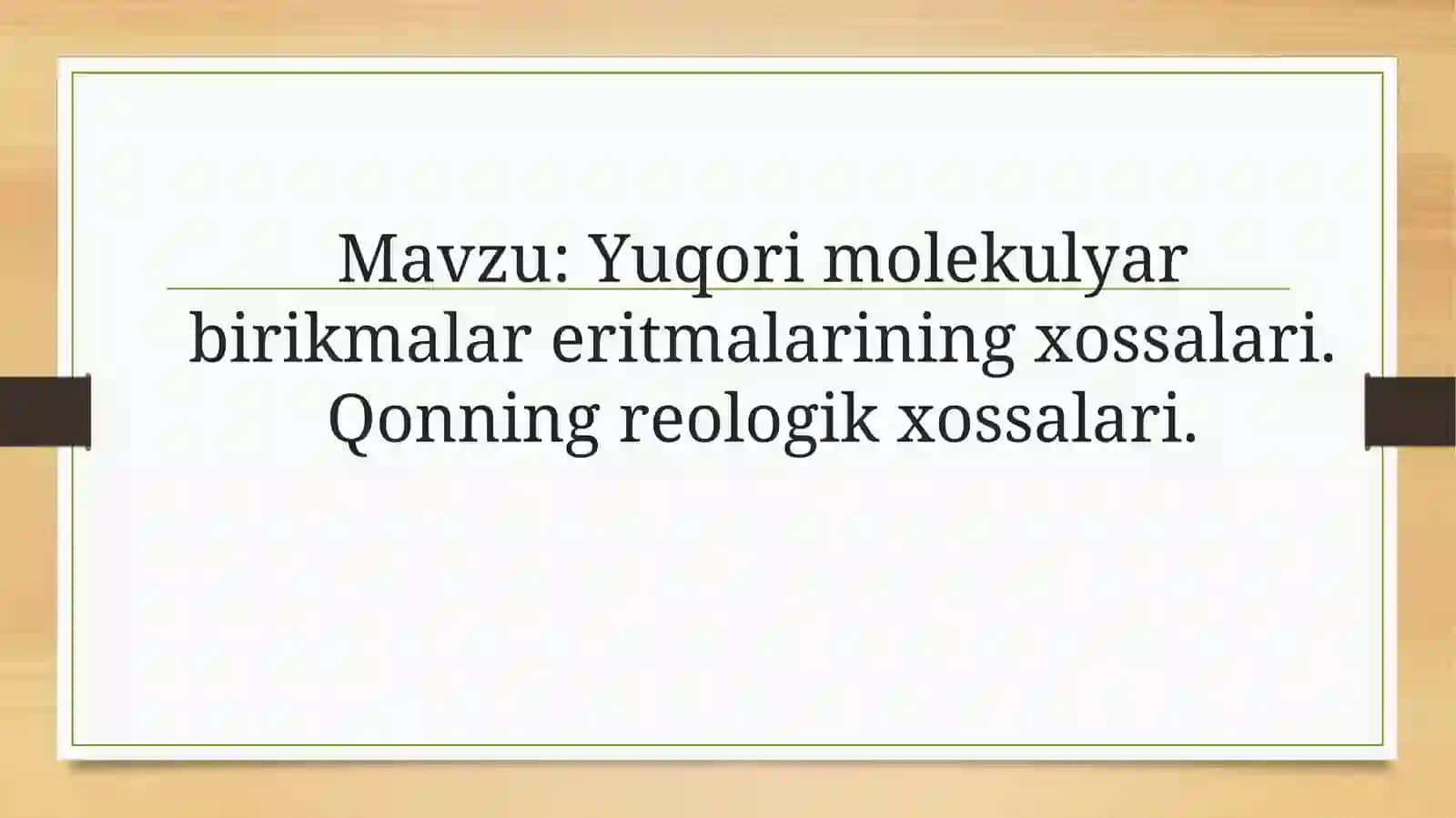 Tibbiy kimyo fanidan mustaqil ishi 2