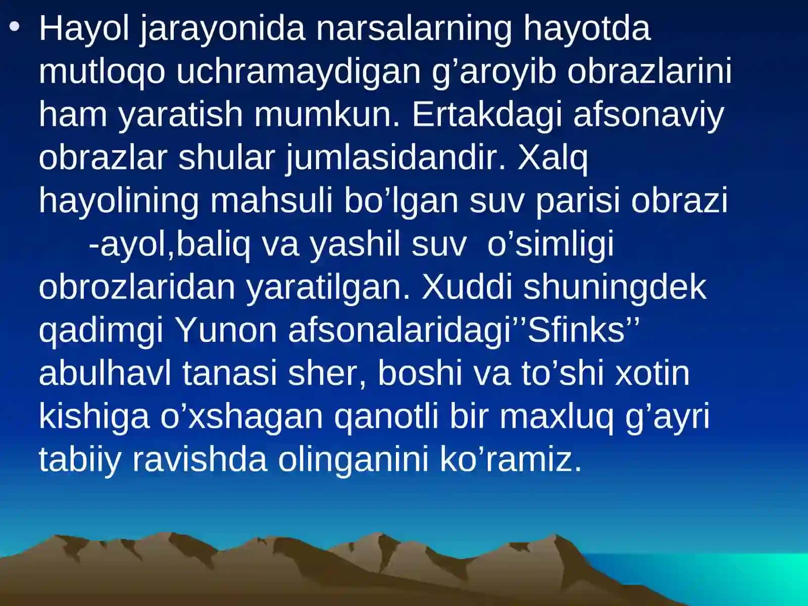 Hayol turlari va jarayonlari 2