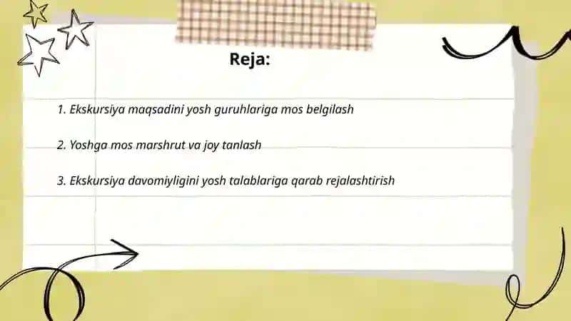 Turli yoshdagi guruhlarda ekskursiya tashkil etish 2