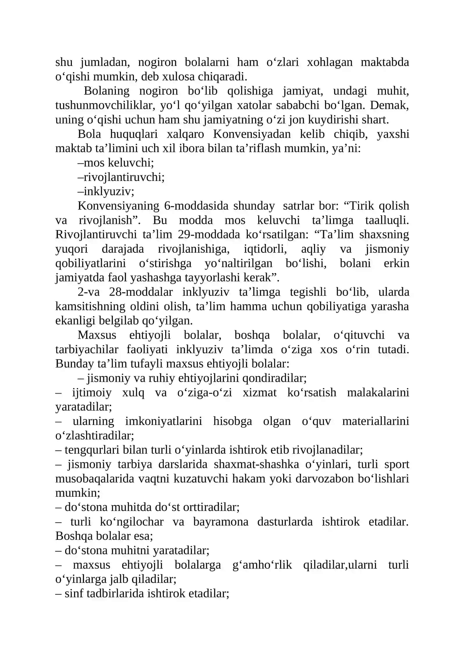 XIX) O‘ZBEKISTONDA INKLYUZIV TA’LIMGA MUHTOJ BO‘LGAN BOLALAR BILAN ISHLASH 2