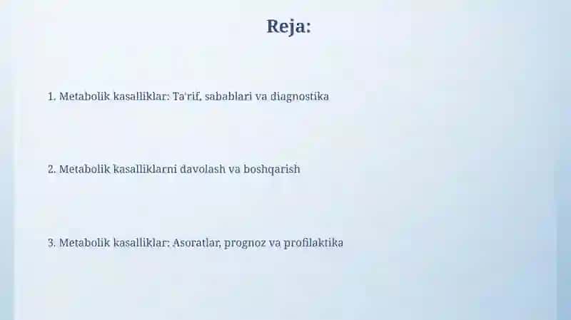 Metabolik kasalliklar 2
