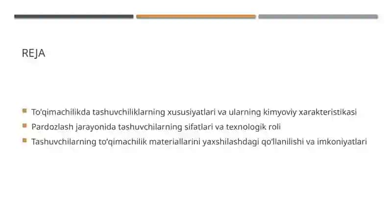 Tashuvchilarning xususiyati va toʻqimachilik 2
