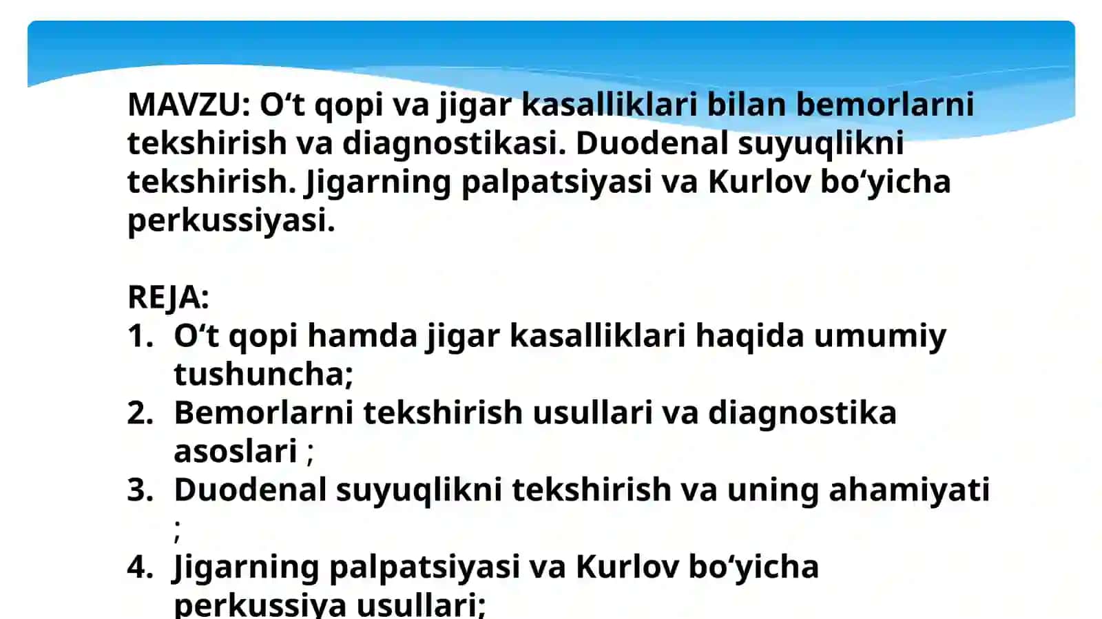 O‘tqopi va jigar kasalliklari bilan bemorlarni tekshirish va diagnostikasi 2