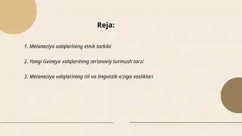Melaneziya va Yangi Gvineya xalqlari etnologiyasi 2