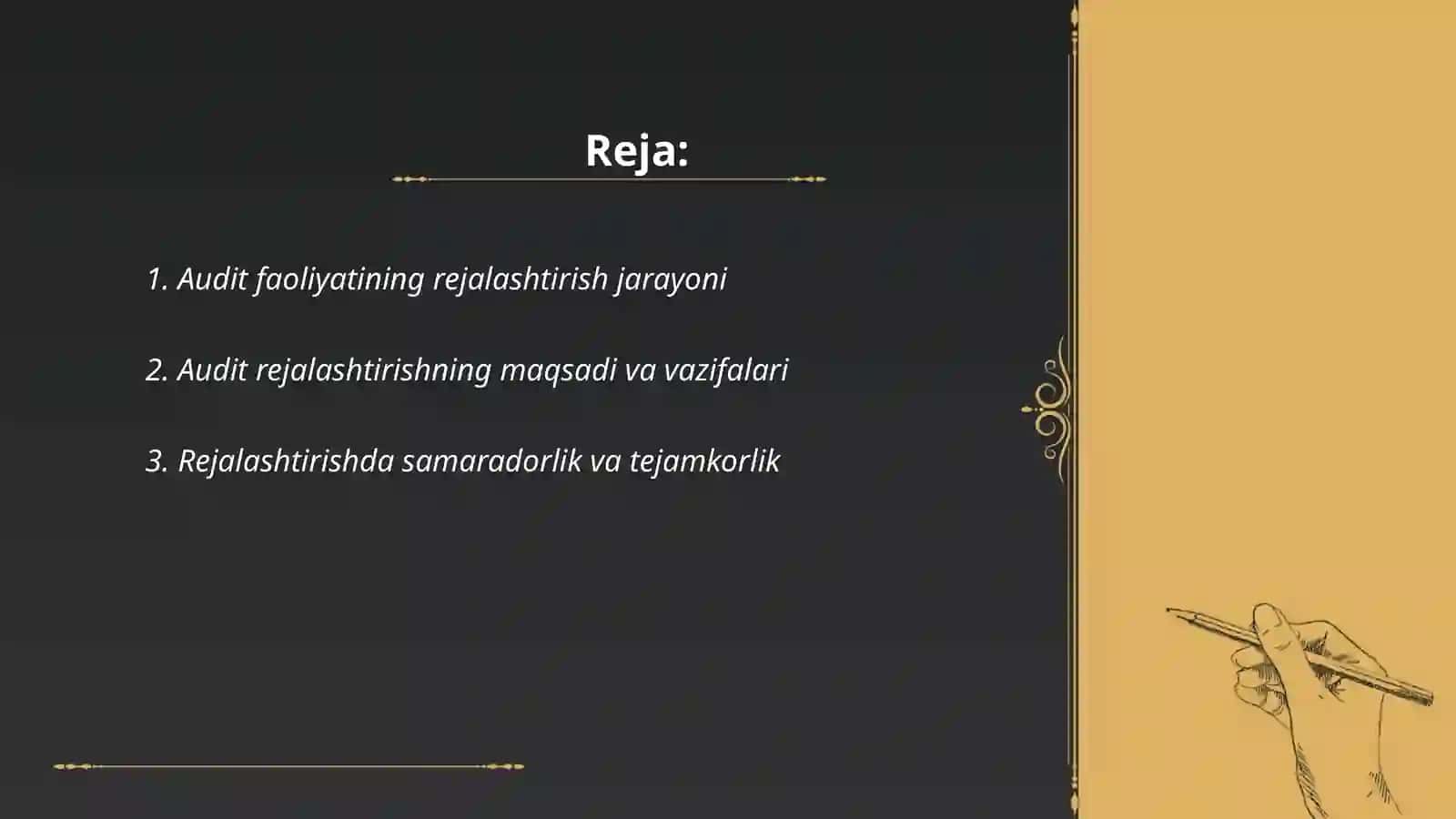 Auditni rejalashtirning asosiy tamoyillari 2
