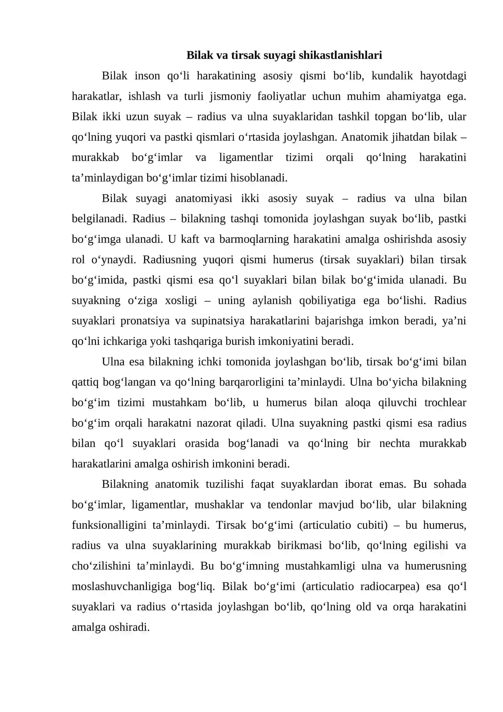Kattalar va bolalarda bilak tirsak suyagini shikastlanishi Bilak suyagini chiqishlari Kaft barmoqlarini shikastlanishlari Periulnar chiqishlar 2
