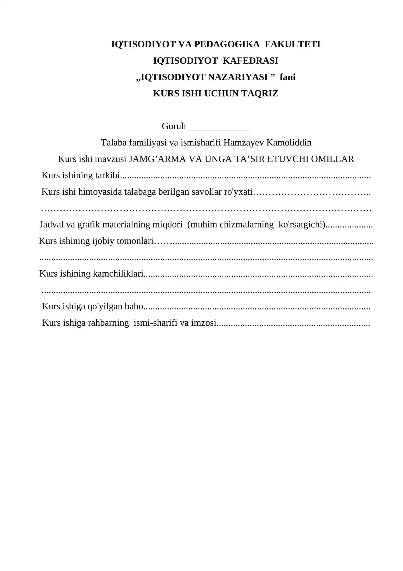 JAMG’ARMA VA UNGA TA’SIR ETUVCHI OMILLAR 2